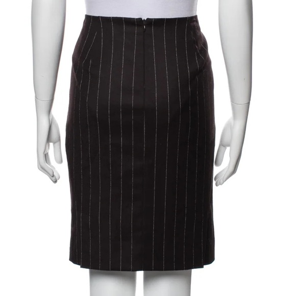 Theory Striped wool blend knee length pencil skirt in brown workwear - Picture 2 of 12